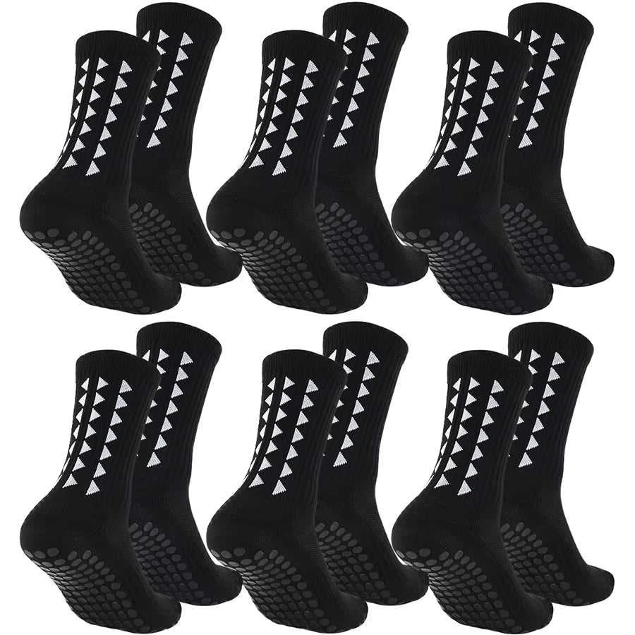 6 Pairs Men Women Football Grip Socks Towel Bottom Sport Socks Rugby Soccer Cycling Running Exercise Athletic Socks