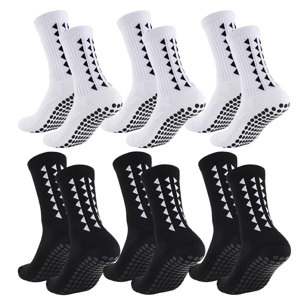6 Pairs Men Women Football Grip Socks Towel Bottom Sport Socks Rugby Soccer Cycling Running Exercise Athletic Socks